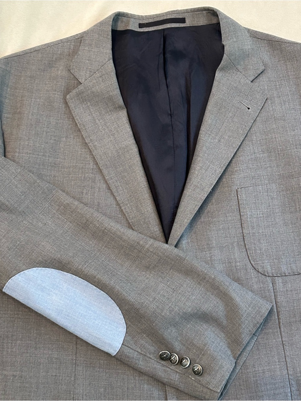 Faconnable Mens Wool Blazer Jacket Size 62 Gray Sport Coat Crest Buttons Italy